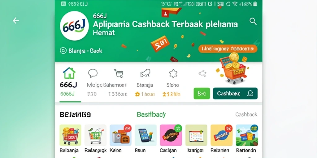 Antarmuka aplikasi 666J menampilkan fitur cashback yang mudah digunakan.