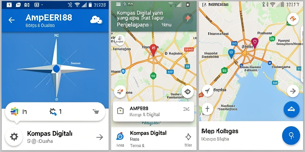 Antarmuka utama AMPER88 menampilkan kompas digital yang akurat dan mudah dipahami.