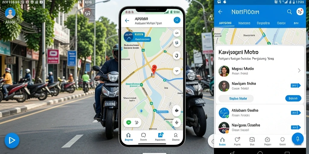 Antarmuka aplikasi API5000 yang intuitif dan menarik untuk navigasi motor.