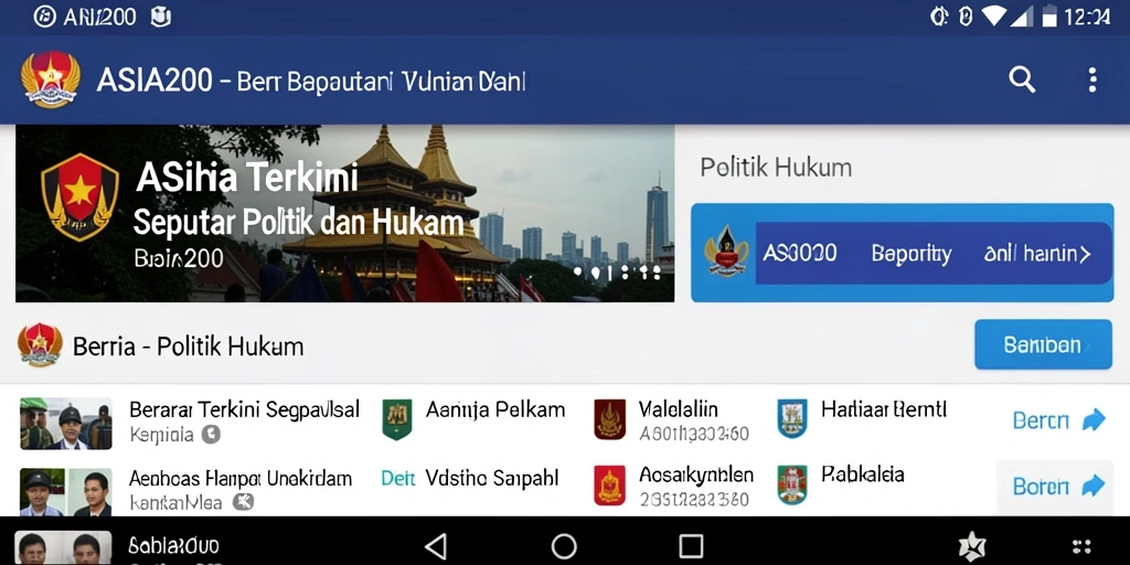 Antarmuka ASIA200 yang sederhana dan informatif untuk berita politik.