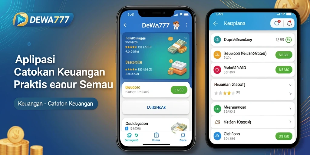 Antarmuka aplikasi DEWA777 menampilkan fungsi Catatan Keuangan yang user-friendly.