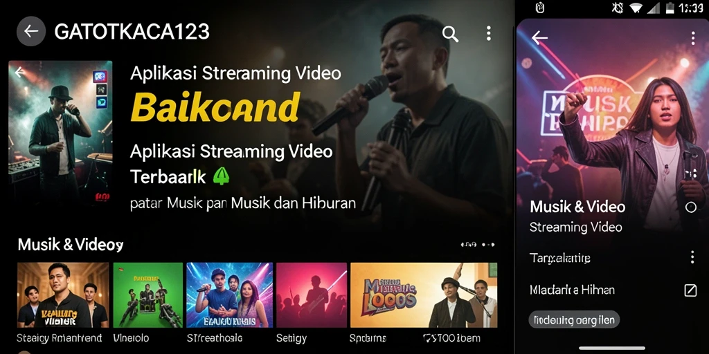Antarmuka menarik GATOTKACA123 untuk streaming video dan musik.