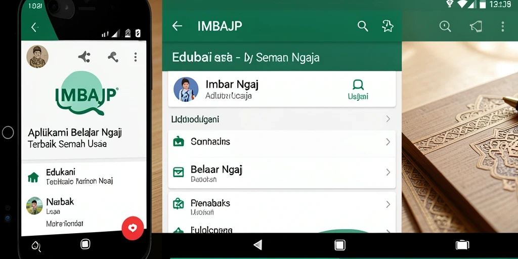 Tampilan antarmuka aplikasi IMBAJP untuk belajar ngaji yang interaktif.