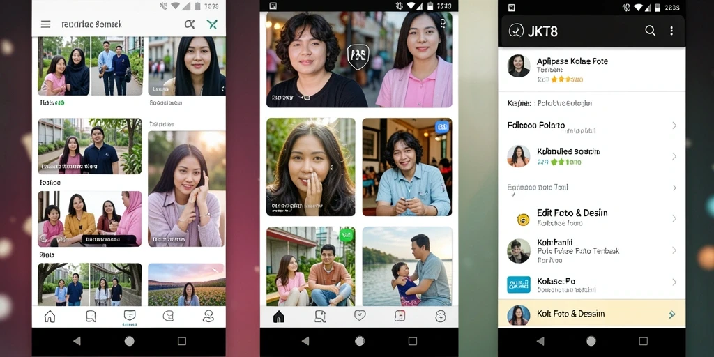 Antarmuka JKT8 yang menarik untuk pembuatan kolase foto.