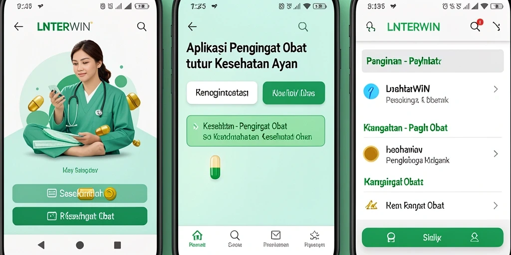 Antarmuka LNTERWIN menunjukkan pengingat obat yang jelas dan mudah digunakan.