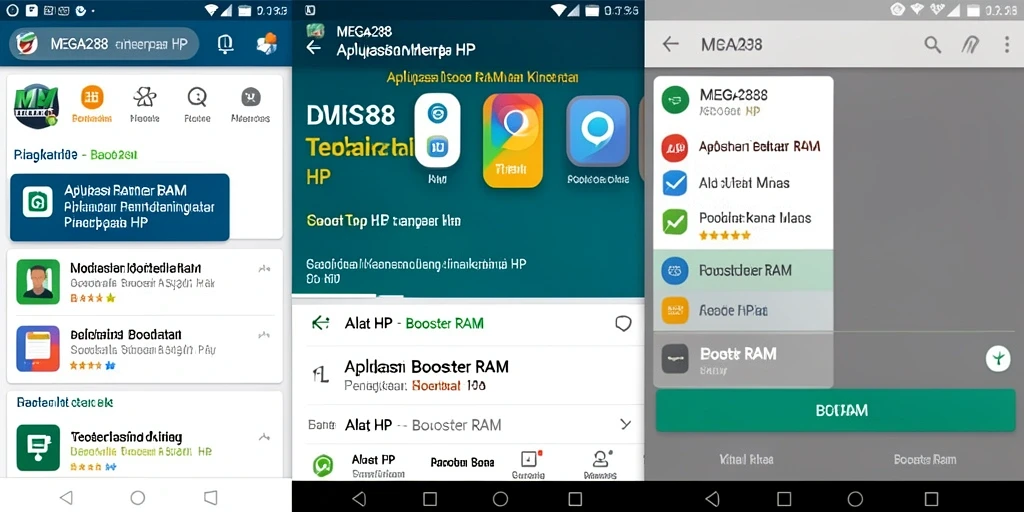 Tampilan antarmuka MEGA288 yang sederhana dan fungsional untuk Booster RAM.