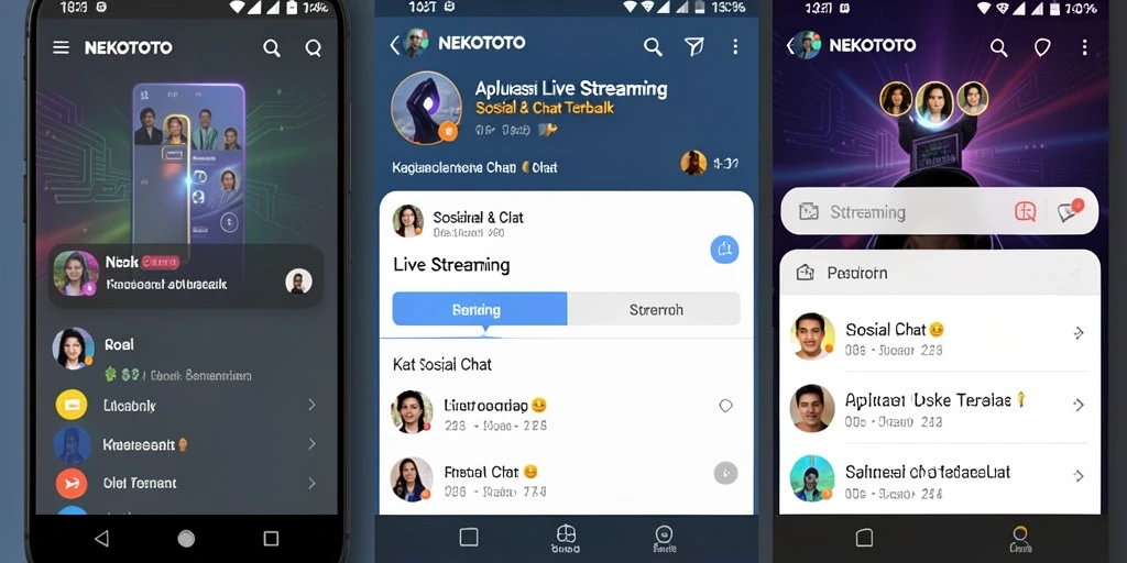 Antarmuka NEKOTOTO menampilkan fungsi Live Streaming yang mudah dipahami.