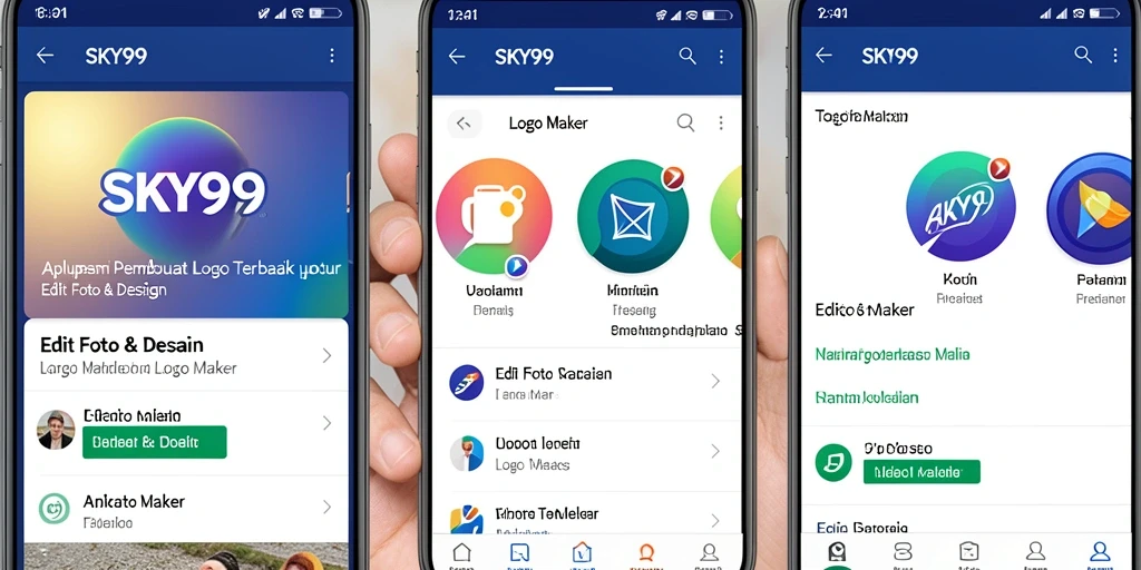Antarmuka pengguna <strong>SKY99</strong> yang intuitif untuk pembuatan logo.