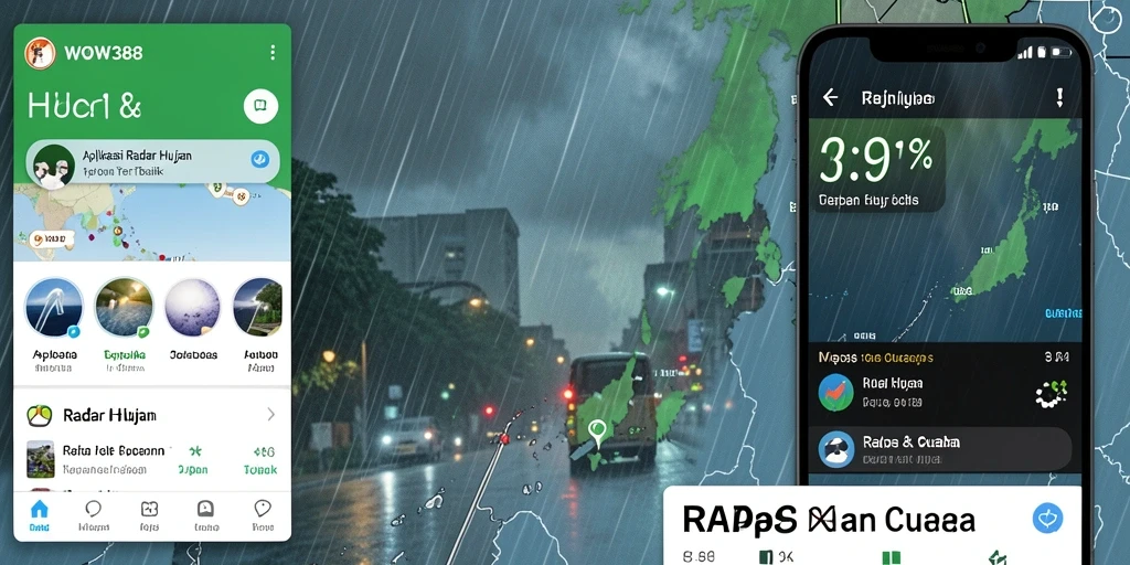Antarmuka WOW388 menampilkan peta cuaca terkini dengan informasi Radar Hujan.